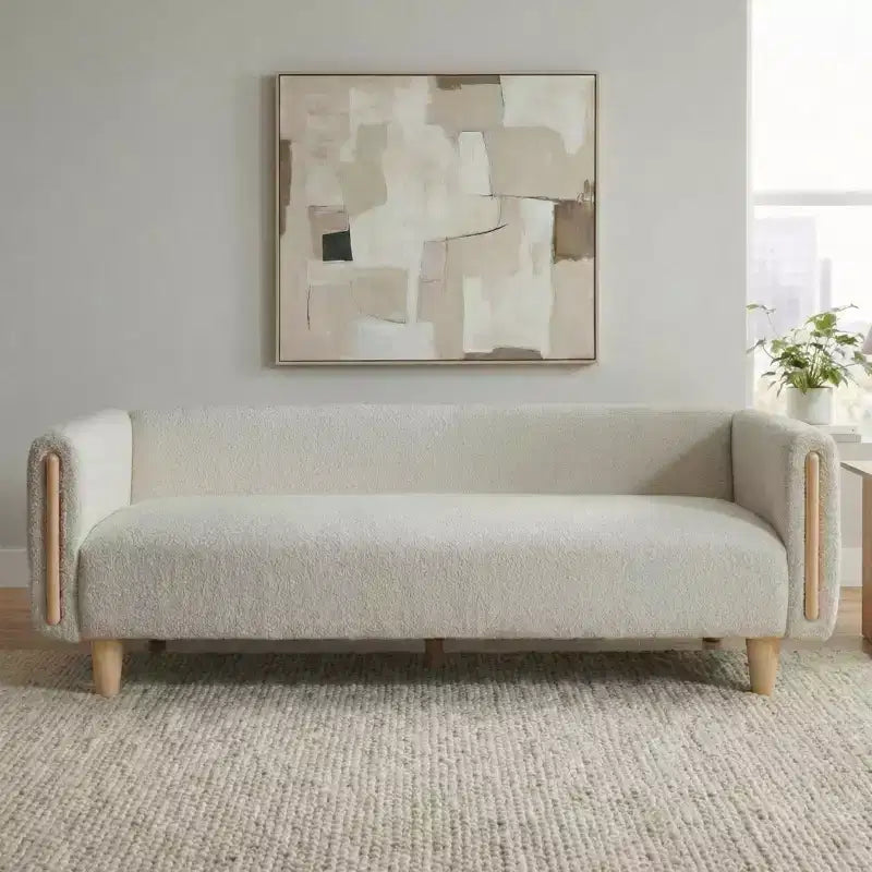Christopher Knight Home Desire 78.7'' Modern Rubberwood Boucle Upholstered 3-Seater Sofa