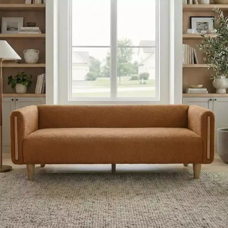 Christopher Knight Home Desire 78.7'' Modern Rubberwood Boucle Upholstered 3-Seater Sofa