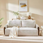 Christopher Knight Home Elara 75-Inch Curved Upholstered Sofa with Solid Wood Frame