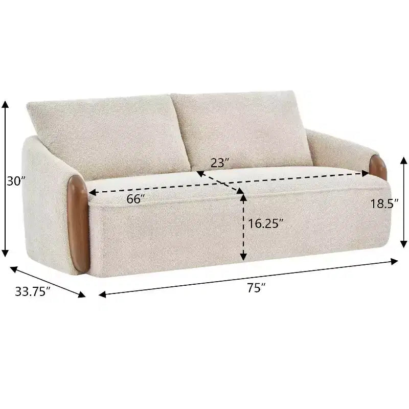 Christopher Knight Home Elara 75-Inch Curved Upholstered Sofa with Solid Wood Frame