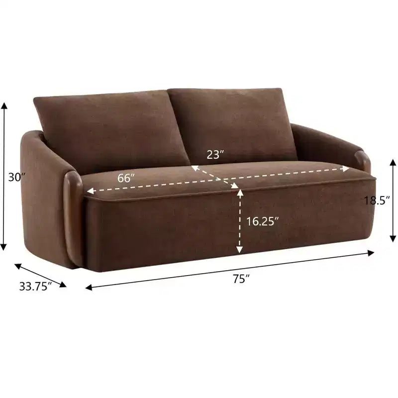 Christopher Knight Home Elara 75-Inch Curved Upholstered Sofa with Solid Wood Frame
