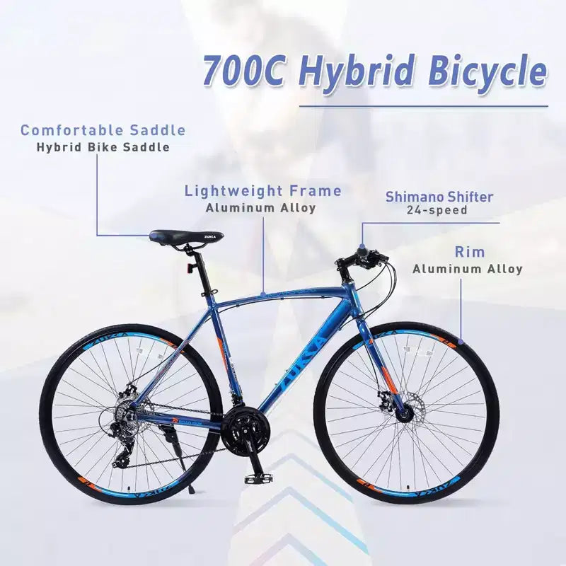 NAYSAYE 27.5 Bicycle 3x8/24 Speeds Hybrid Bike Disc Brakes Aluminum Frame Junior Senior for Men and Women City Cycling, 67.32*14.56*39.37
