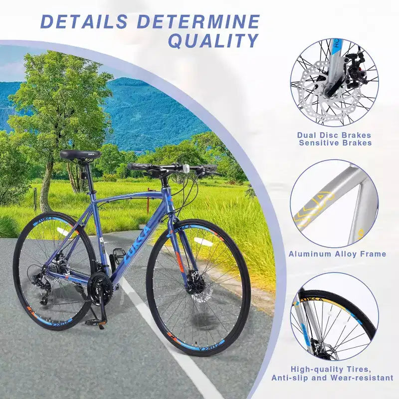 NAYSAYE 27.5 Bicycle 3x8/24 Speeds Hybrid Bike Disc Brakes Aluminum Frame Junior Senior for Men and Women City Cycling, 67.32*14.56*39.37