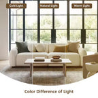 Modern Cream White Chenille Cloud Couch, Ultra-Thick High Resilience Cushion with 3 Matching Pillows, 3-Seater Couch Sofa for Living Room-Morden Fort