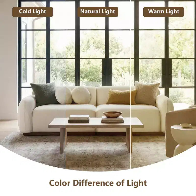 Modern Cream White Chenille Cloud Couch, Ultra-Thick High Resilience Cushion with 3 Matching Pillows, 3-Seater Couch Sofa for Living Room-Morden Fort