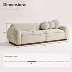 Modern Cream White Chenille Cloud Couch, Ultra-Thick High Resilience Cushion with 3 Matching Pillows, 3-Seater Couch Sofa for Living Room-Morden Fort