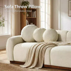 Modern Cream White Chenille Cloud Couch, Ultra-Thick High Resilience Cushion with 3 Matching Pillows, 3-Seater Couch Sofa for Living Room-Morden Fort