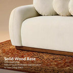 Modern Cream White Chenille Cloud Couch, Ultra-Thick High Resilience Cushion with 3 Matching Pillows, 3-Seater Couch Sofa for Living Room-Morden Fort