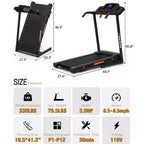 Redliro 3-Level Incline Folding Treadmill for Home, Running Machine with Bluetooth Speakers, Compact Treadmill with 330lbs Capacity