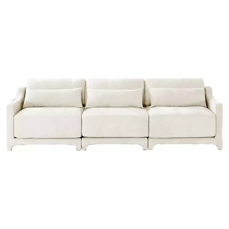 Homy Casa 3-Seater Chenille Sofa with Lumbar Pillows, Modern Upholstered Couch for Living Room