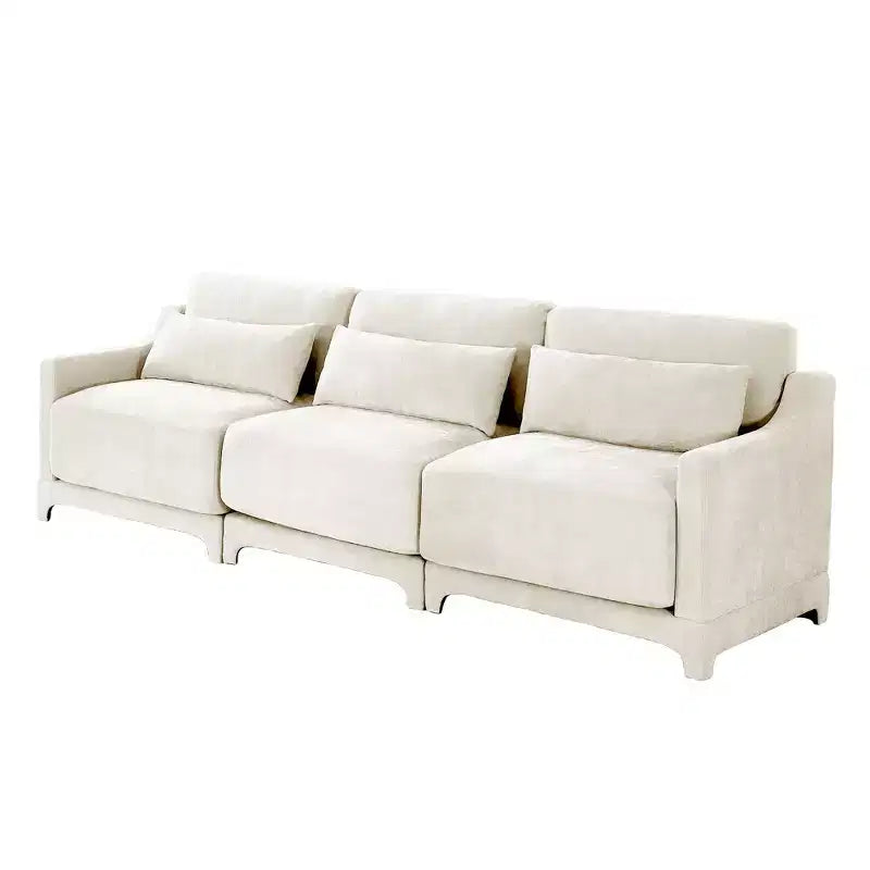Homy Casa 3-Seater Chenille Sofa with Lumbar Pillows, Modern Upholstered Couch for Living Room