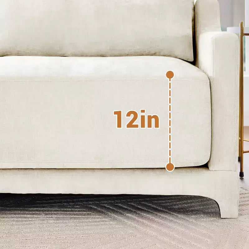 Homy Casa 3-Seater Chenille Sofa with Lumbar Pillows, Modern Upholstered Couch for Living Room