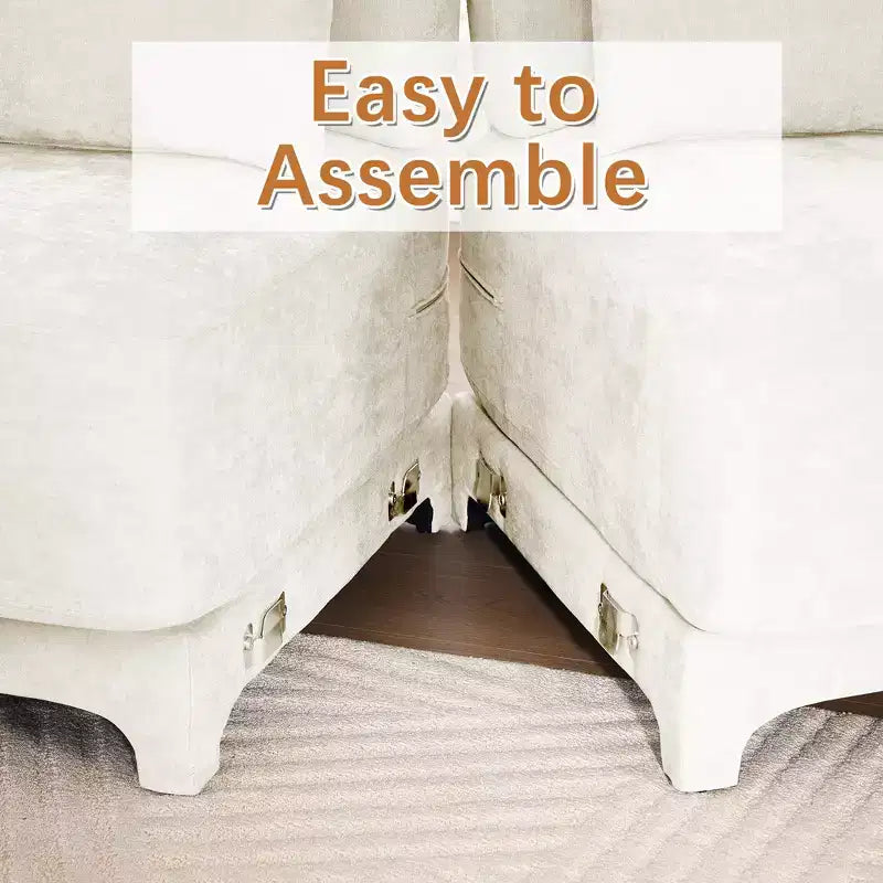 Homy Casa 3-Seater Chenille Sofa with Lumbar Pillows, Modern Upholstered Couch for Living Room