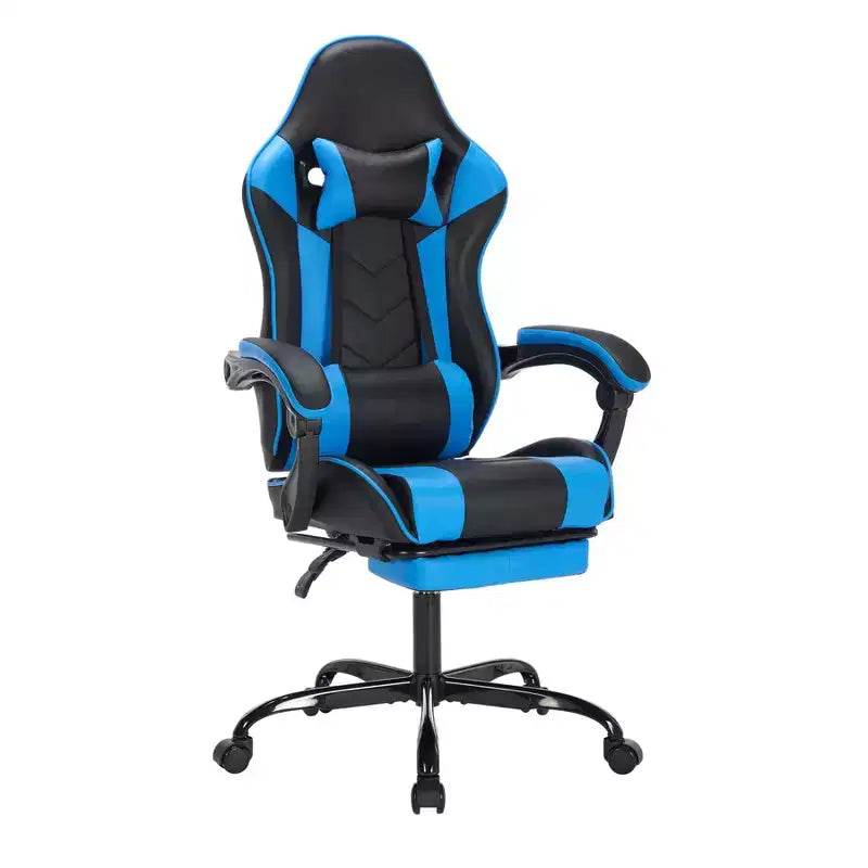 Ora Maison Ergonomic Gaming Chair with Footrest and Lumbar Support, Breathable Height-Adjustable Swivel Computer Chair for Adults,Blue