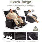 Oversized PU Leather Manual Recliner,Single Sofa with Deep Seat, Arms & Back, Side Storage Pocket, Comfortable Reclining Chair for Living Room