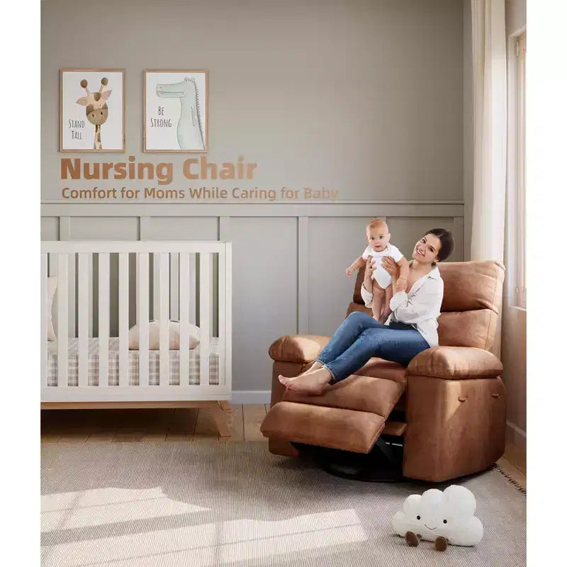 Oversized PU Leather Manual Recliner,Single Sofa with Deep Seat, Arms & Back, Side Storage Pocket, Comfortable Reclining Chair for Living Room