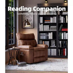 Oversized PU Leather Manual Recliner,Single Sofa with Deep Seat, Arms & Back, Side Storage Pocket, Comfortable Reclining Chair for Living Room