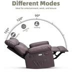 Oversized PU Leather Manual Recliner,Single Sofa with Deep Seat, Arms & Back, Side Storage Pocket, Comfortable Reclining Chair for Living Room
