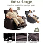 Oversized PU Leather Manual Recliner,Single Sofa with Deep Seat, Arms & Back, Side Storage Pocket, Comfortable Reclining Chair for Living Room