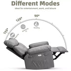 Oversized PU Leather Manual Recliner,Single Sofa with Deep Seat, Arms & Back, Side Storage Pocket, Comfortable Reclining Chair for Living Room