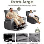 Oversized PU Leather Manual Recliner,Single Sofa with Deep Seat, Arms & Back, Side Storage Pocket, Comfortable Reclining Chair for Living Room