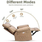 Oversized PU Leather Manual Recliner,Single Sofa with Deep Seat, Arms & Back, Side Storage Pocket, Comfortable Reclining Chair for Living Room
