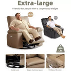 Oversized PU Leather Manual Recliner,Single Sofa with Deep Seat, Arms & Back, Side Storage Pocket, Comfortable Reclining Chair for Living Room