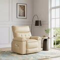Oversized PU Leather Manual Recliner,Single Sofa with Deep Seat, Arms & Back, Side Storage Pocket, Comfortable Reclining Chair for Living Room