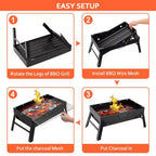 Barbecue portable pliant pour camping, jardin, extérieur