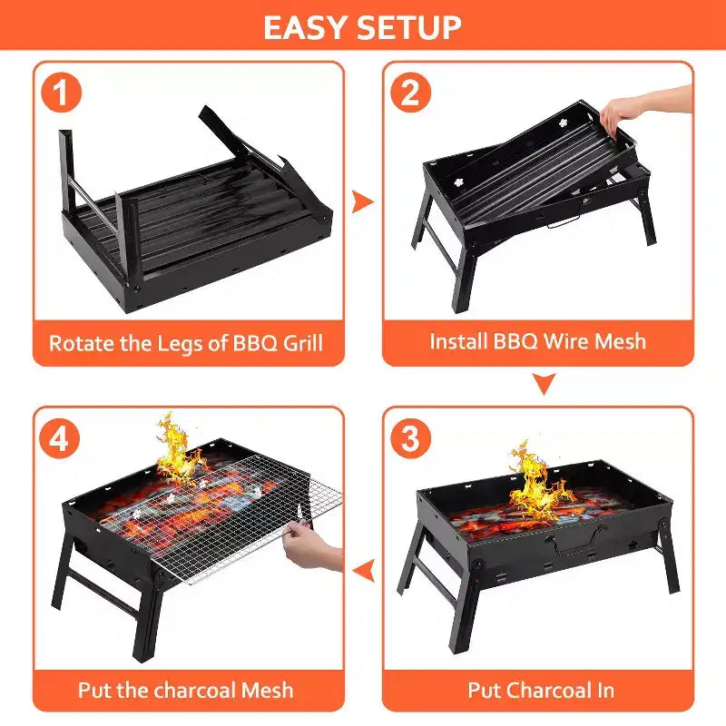 Barbecue portable pliant pour camping, jardin, extérieur