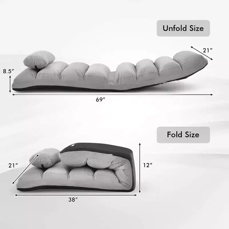 Canapé paresseux pliant Costway, Chaise longue avec dossier réglable sur 5 positions Gris/Beige