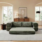 Modern Chenille Convertible Sofa Bed Queen Size Split Back Design