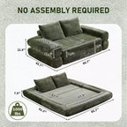Modern Chenille Convertible Sofa Bed Queen Size Split Back Design