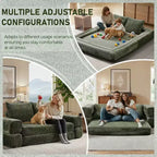 Modern Chenille Convertible Sofa Bed Queen Size Split Back Design