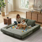 Modern Chenille Convertible Sofa Bed Queen Size Split Back Design