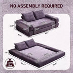 Modern Chenille Convertible Sofa Bed Queen Size Split Back Design