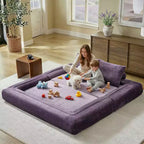 Modern Chenille Convertible Sofa Bed Queen Size Split Back Design
