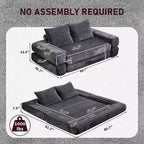 Modern Chenille Convertible Sofa Bed Queen Size Split Back Design