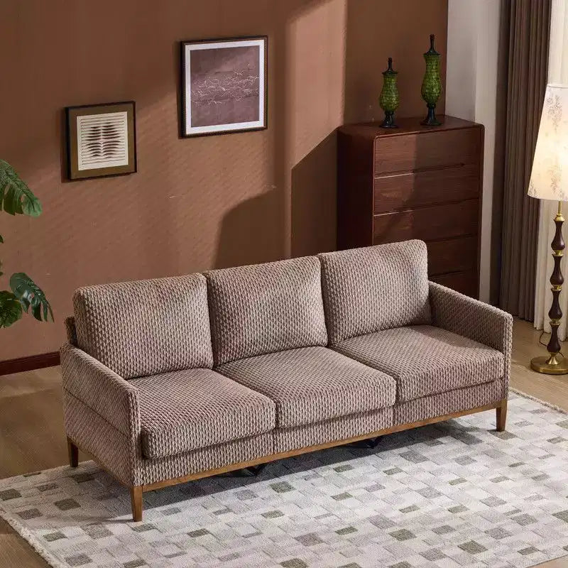 Modern Farmhouse Velvet Upholstery 3-Seater Sofa With Solid Wood Frame & Slim Track Arms