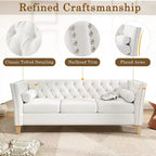 3-Seat Sofa Tufted Upholstered Cloud Sofa Couch Cozy Louge Sofa with 2 Pillows, Nailhead Trim & Solid Wood Legs, Beige - ModernLuxe