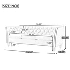 3-Seat Sofa Tufted Upholstered Cloud Sofa Couch Cozy Louge Sofa with 2 Pillows, Nailhead Trim & Solid Wood Legs, Beige - ModernLuxe