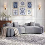 Christopher Knight Home Alvis Modern 122 Curved Fabric Upholstered 4-Seater Sofa Couch with 3 Pillows