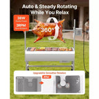 VEVOR Rotisserie Grill, 38W BBQ Outdoor Pig & Lamb Spit Roaster, Charcoal Spit Roaster with 132 LBS Capacity, Wheels & 7-Level Height, Silver
