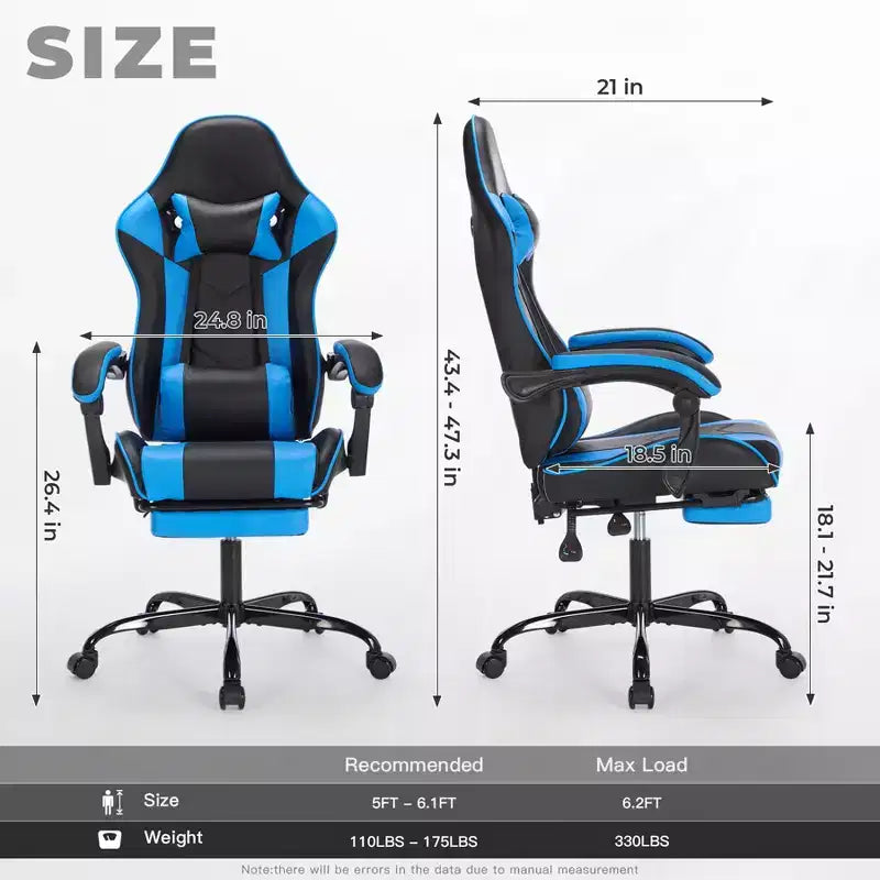 Gaming Chair with Footrest, Ergonomic Computer Chair with Headrest & Lumbar Support, Breathable Height Adjustable Game Chair for Home&Office