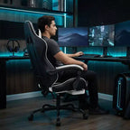 Gaming Chair with Footrest, Ergonomic Computer Chair with Headrest & Lumbar Support, Breathable Height Adjustable Game Chair for Home&Office