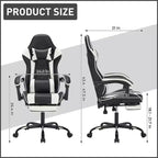 Gaming Chair with Footrest, Ergonomic Computer Chair with Headrest & Lumbar Support, Breathable Height Adjustable Game Chair for Home&Office
