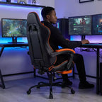 Gaming Chair with Footrest, Ergonomic Computer Chair with Headrest & Lumbar Support, Breathable Height Adjustable Game Chair for Home&Office