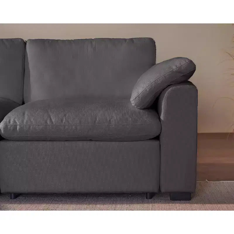 Dyonery 120 Oversized Cloud Modular Sectional Sofa for Living Room,Down-Filled Wide Deep Seat Couch,Solid Wood Frame,Tool Free Assembly,Dark Gray