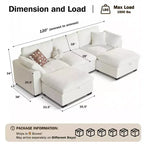 Dyonery 120 Oversized Cloud Modular Sectional Sofa for Living Room,Down-Filled Wide Deep Seat Couch,Solid Wood Frame,Tool Free Assembly,Dark Gray