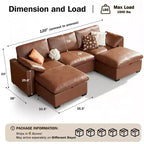 Dyonery 120 Oversized Cloud Modular Sectional Sofa for Living Room,Down-Filled Wide Deep Seat Couch,Solid Wood Frame,Tool Free Assembly,Dark Gray